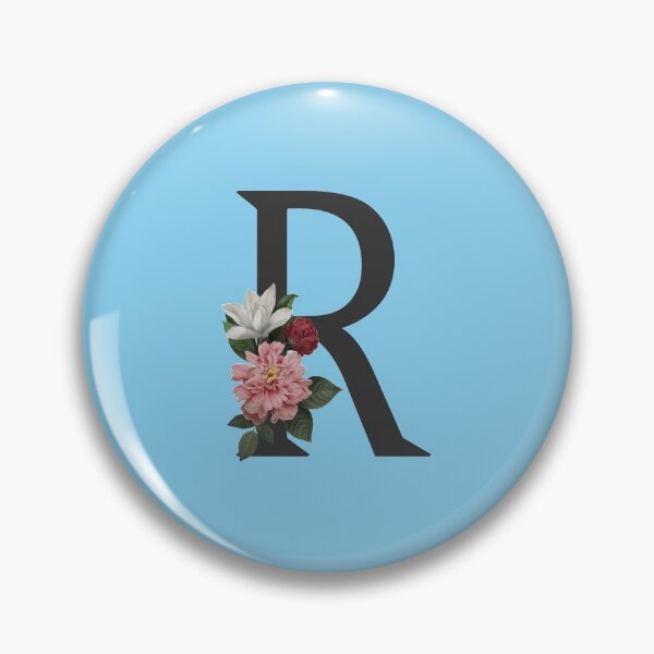 Item preview, Black On Blue Monogram Letter R | Floral Alphabet designed and sold by SerendipityNow.