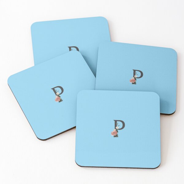 Item preview, Black On Blue Monogram Letter P | Floral Alphabet designed and sold by SerendipityNow.