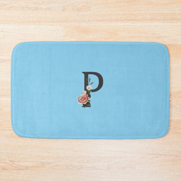 Item preview, Black On Blue Monogram Letter P | Floral Alphabet designed and sold by SerendipityNow.