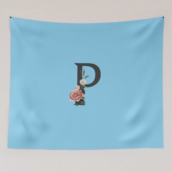Item preview, Black On Blue Monogram Letter P | Floral Alphabet designed and sold by SerendipityNow.