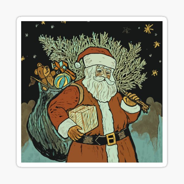 Item preview, Santa With Tree designed and sold by Barbara Gilhooly.