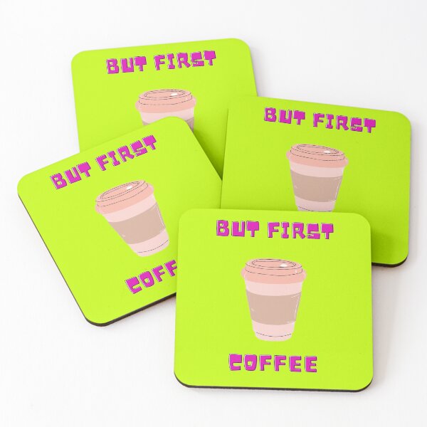 Item preview, But First....Coffee Pink Letters Design In Yellow Colour designed and sold by LuckyKermit.