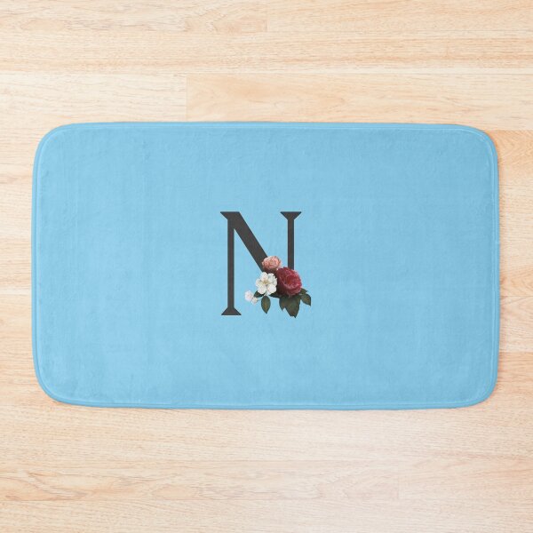 Item preview, Black On Blue Monogram Letter N | Floral Alphabet designed and sold by SerendipityNow.