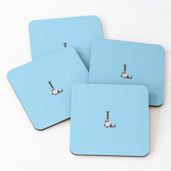 Artikelvorschau, Schwarz auf Blau Monogramm Buchstabe L | Blumenalphabet entworfen und verkauft von SerendipityNow.