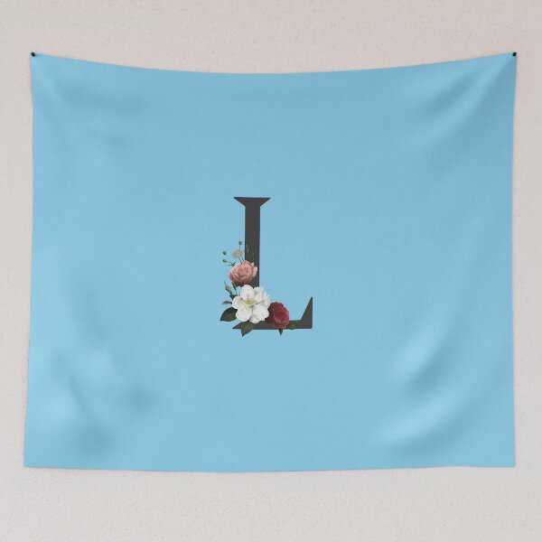 Item preview, Black On Blue Monogram Letter L | Floral Alphabet designed and sold by SerendipityNow.
