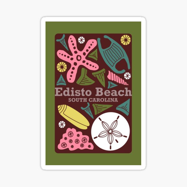 “Edisto Beach” Retro Scandinavian Journal Notebook Diary Magnet Design Sticker