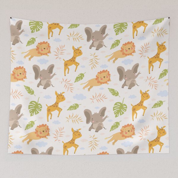 Item preview, Jungle animals - Pattern with lion, elephant and giraffe designed and sold by Sampik.