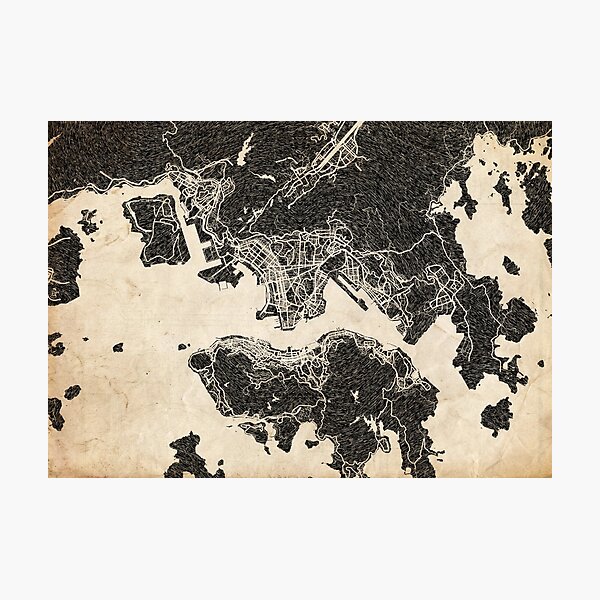 Item preview, Hong Kong map ink lines designed and sold by InkMaps.