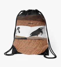 Penguins on Paper Drawstring Bag