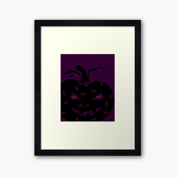 Halloween Jack-o-Lantern Bats, Dark Framed Art Print