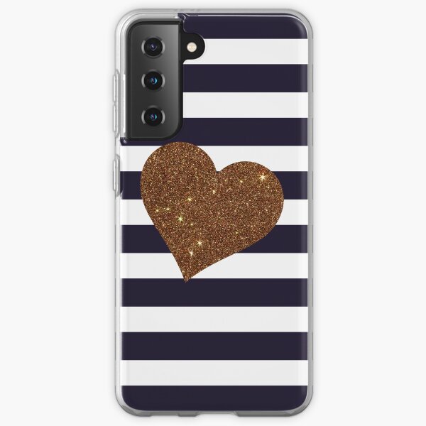 Modern Glamorous Gold Faux Glitter Heart Stripes Samsung Galaxy Soft Case