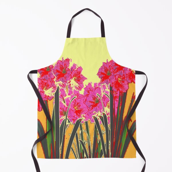 Item preview, MODERN ABSTRACTED RED-PINK AMARYLLIS GARDEN GOLDEN-YELLOW ART designed and sold by sharlesart.