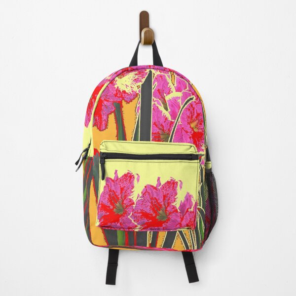 Item preview, MODERN ABSTRACTED RED-PINK AMARYLLIS GARDEN GOLDEN-YELLOW ART designed and sold by sharlesart.