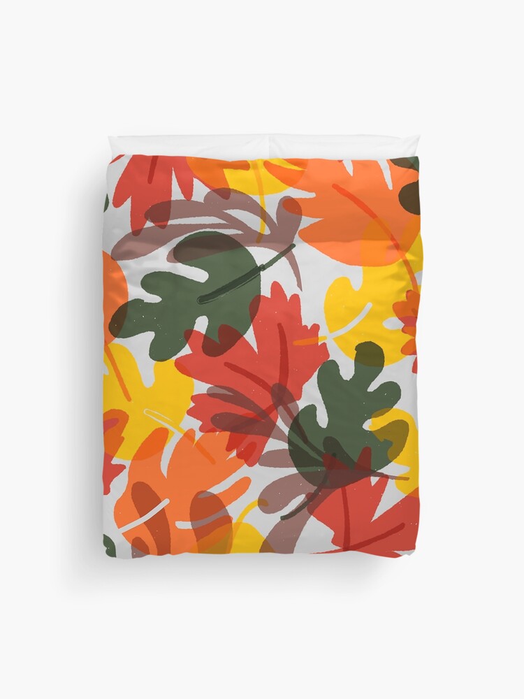 Imagen 1 de 2, Funda nórdica con la obra Hojas de otoño | Diseño de patrón de otoño, diseñada y vendida por CovoStudio.