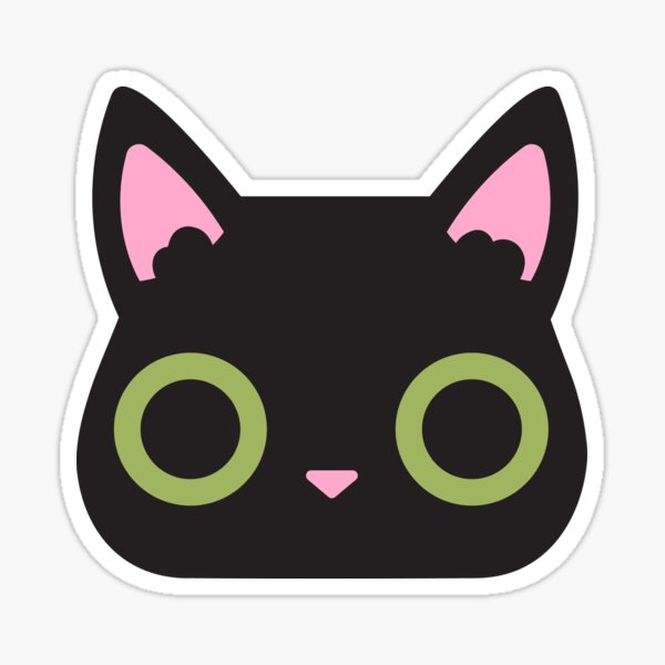 Black Cat Big Green Eyes Sticker