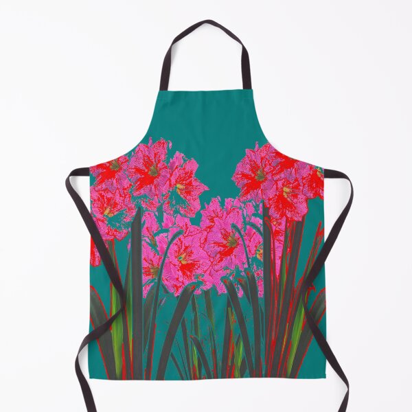 Item preview, MODERN ABSTRACTED RED-PINK AMARYLLIS GARDEN TEAL COLOR ART designed and sold by sharlesart.