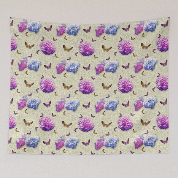 Item preview, Butterflies and Hydrangea Flowers Pattern designed and sold by policaincreate.