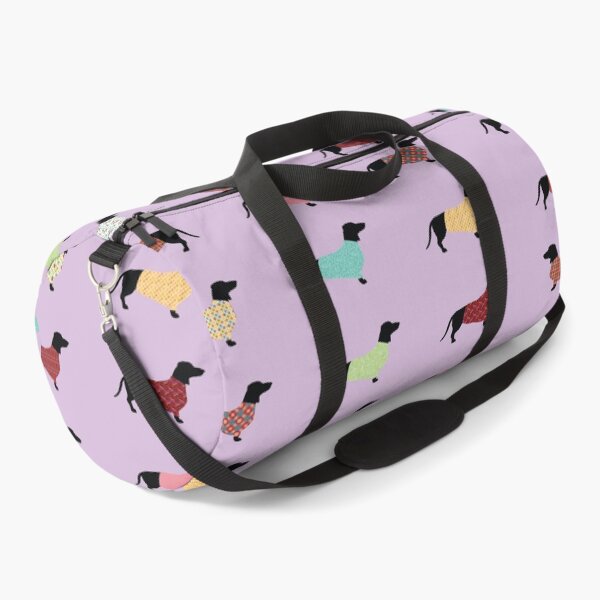 Dachshund Pattern with Purple Sweaters #251 Duffle Bag