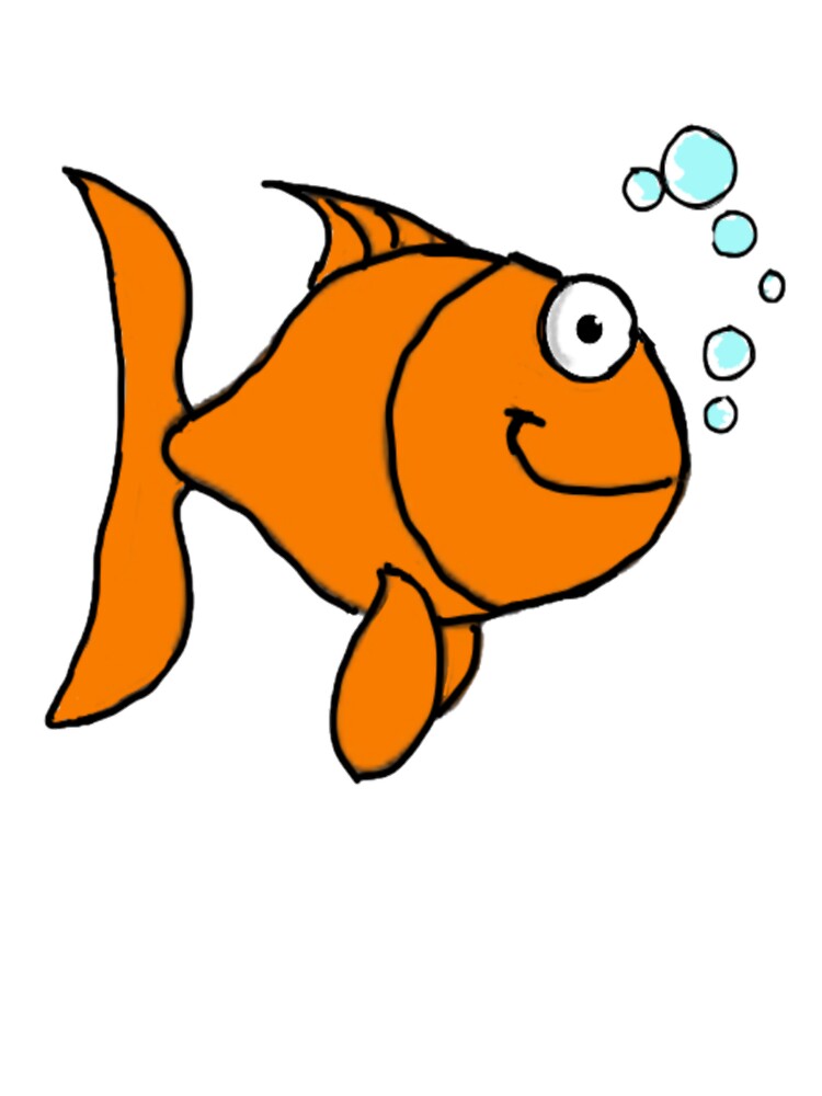 Cute Happy Big Eyed Orange Fish with Bubbles - Bibble Babble Pets