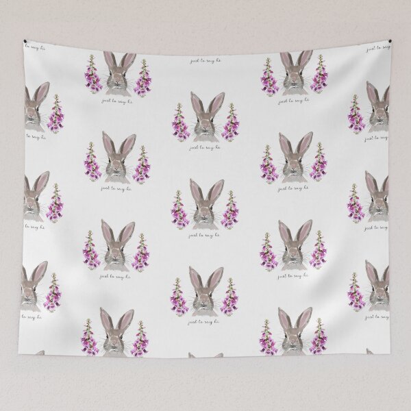 Item preview, Just to say hi, hare with foxgloves  designed and sold by Leatextileart.