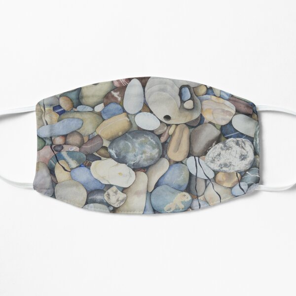 Pescadero Beach Pebbles Watercolor Flat Mask