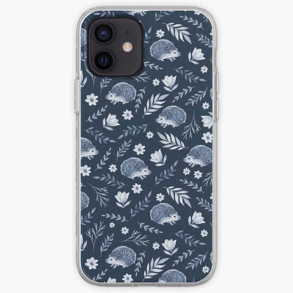 Cute hedgehogs. Vintage night pattern iPhone Soft Case
