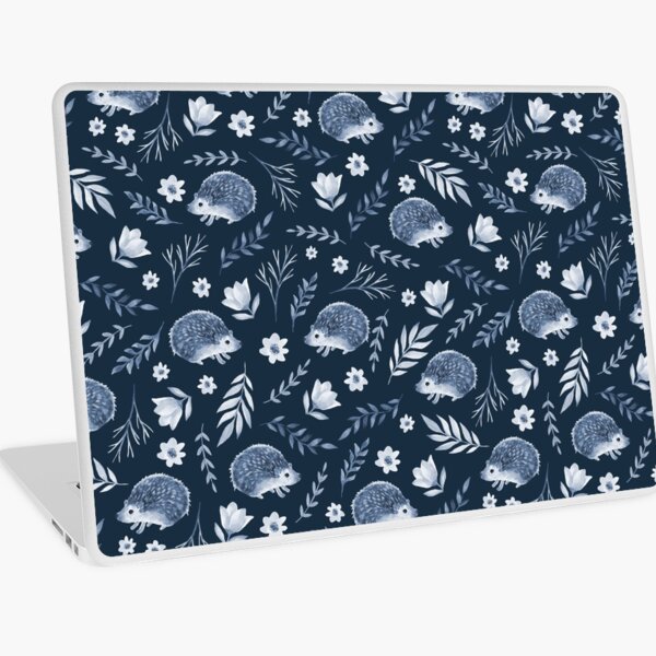 Cute hedgehogs. Vintage night pattern Laptop Skin