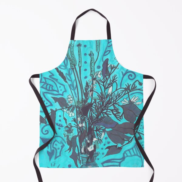 Item preview, Mayweed, Bindweed and Plantain, Roadside Wildflowers, Turquoise Blue designed and sold by Julia Khoroshikh.