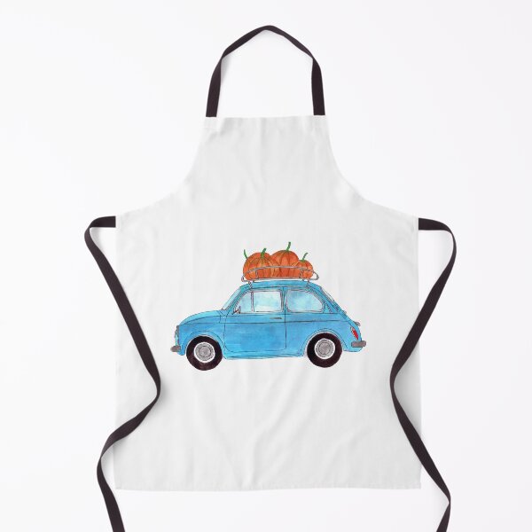 Item preview, Blue Retro Fiat 500 with pumpkins designed and sold by portosabbia.