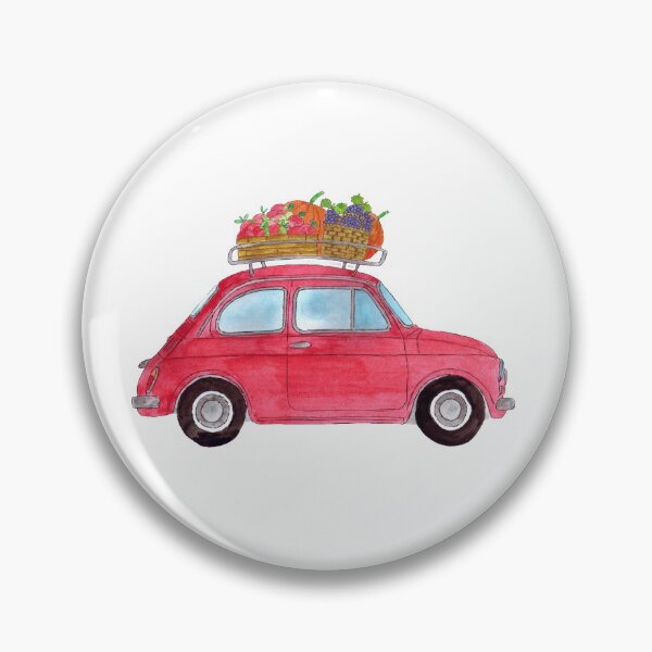 Item preview, Red Retro Fiat 500 with pumpkins designed and sold by portosabbia.
