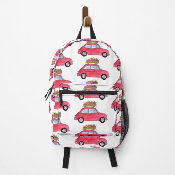 Item preview, Red Retro Fiat 500 with pumpkins designed and sold by portosabbia.