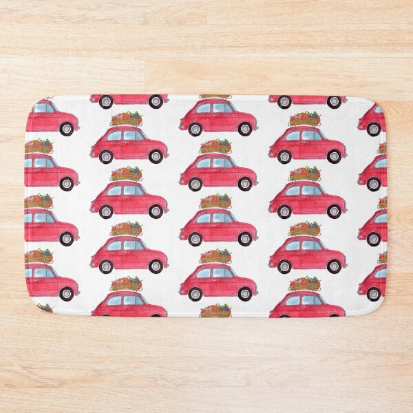 Item preview, Red Retro Fiat 500 with pumpkins designed and sold by portosabbia.