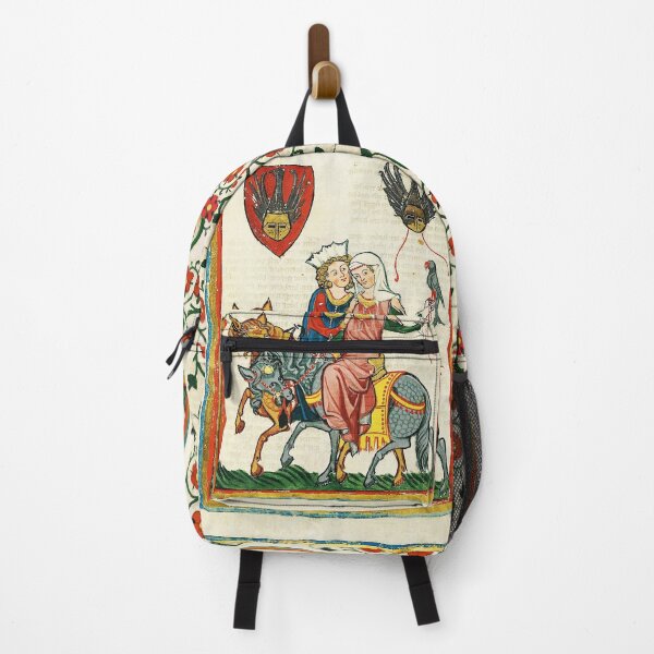 Item preview, LOVERS ON HORSEBACK WITH FALCON , MEDIEVAL MINIATURE WITH WILD ROSES designed and sold by BulganLumini.
