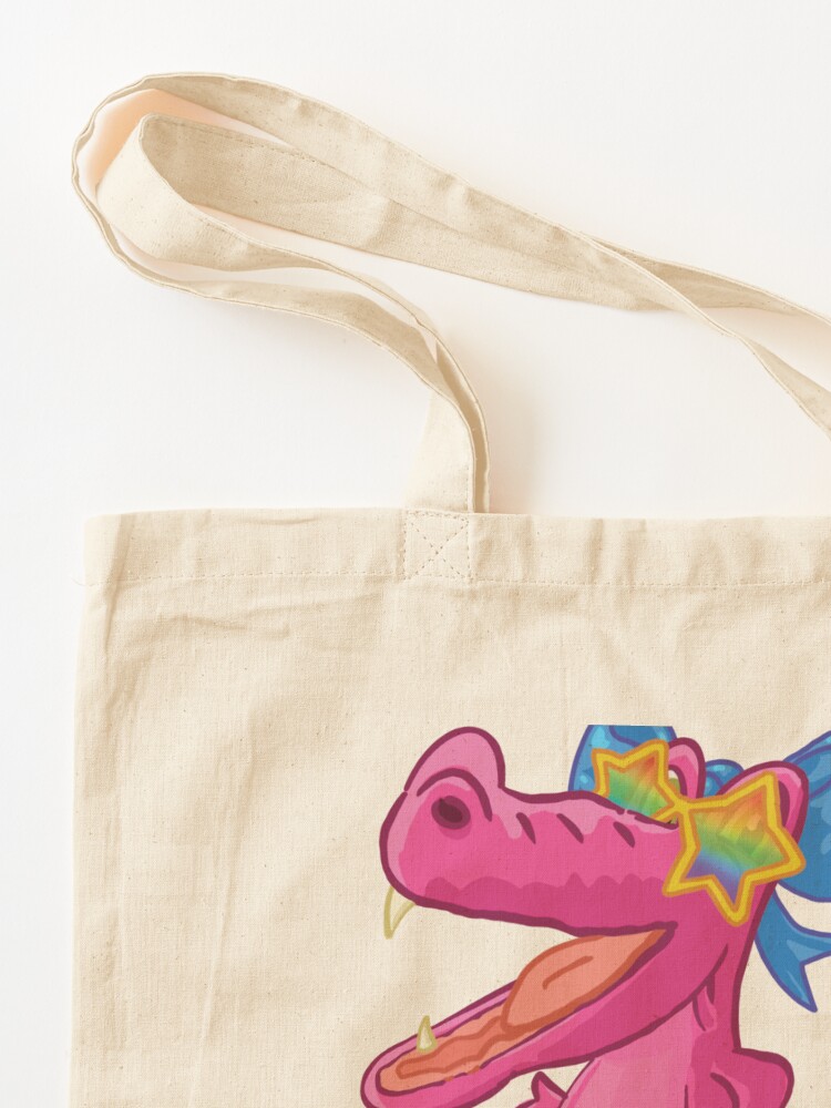Thumbnail 3 of 5, Tote Bag, Miss Two Teeth Croc rollerblading designed and sold by key-creations.