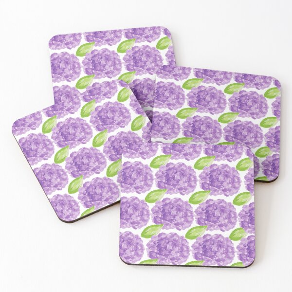 Item preview, Purple flowers, green leaves, watercolours, pattern designed and sold by JellyBeenzz.