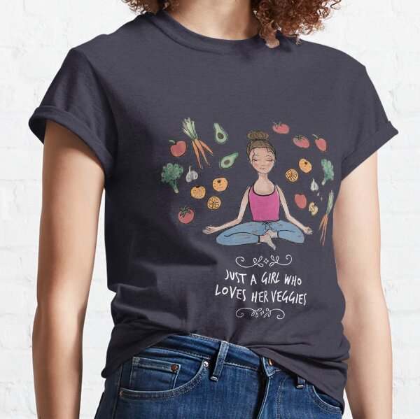 Just a girl who LOVES her veggies -white text Classic T-Shirt