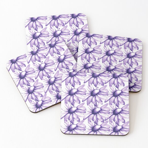 Item preview, Purple flowers, daisies, watercolours, pattern designed and sold by JellyBeenzz.