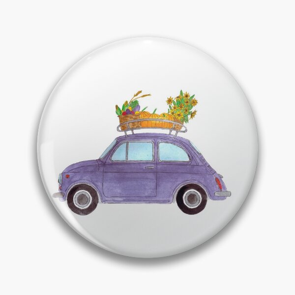 Item preview, Purple Retro Fiat 500 with pumpkins designed and sold by portosabbia.