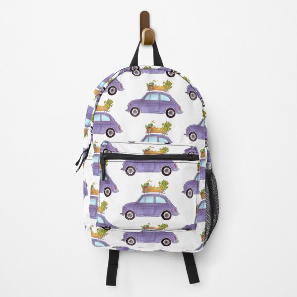 Item preview, Purple Retro Fiat 500 with pumpkins designed and sold by portosabbia.