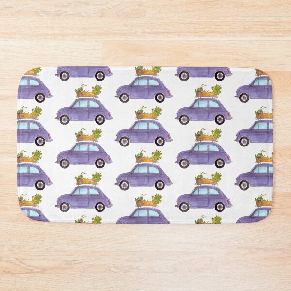 Item preview, Purple Retro Fiat 500 with pumpkins designed and sold by portosabbia.