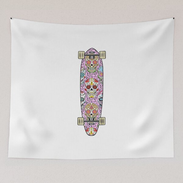 Item preview, Longboard Mexican Skulls designed and sold by Fangpunk.