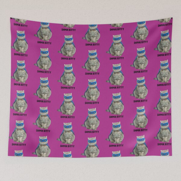 Item preview, Super Kitty - Funny Cat with Superhero Cape & Mask (Halloween Costume) designed and sold by Taulukos Designs.