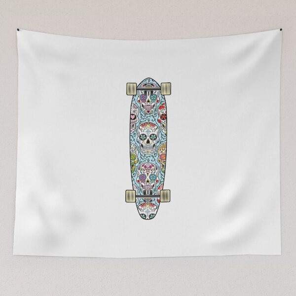 Item preview, Longboard Mexican Skulls Blue designed and sold by Fangpunk.
