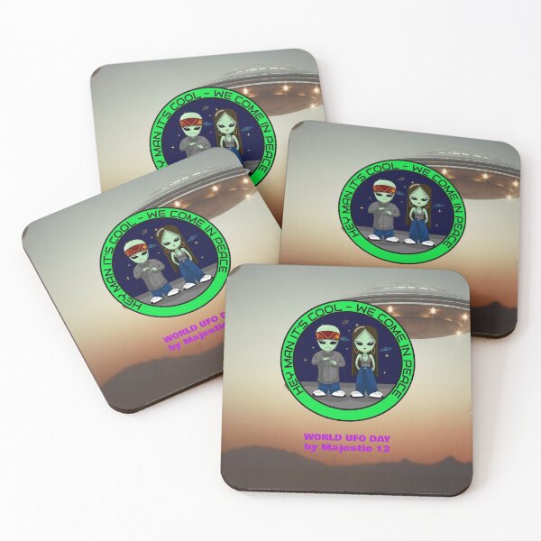 Item preview, Cool Alien Hippie Couple Visiting for World UFO Day - We Come In Peace designed and sold by mydesignsbylar.