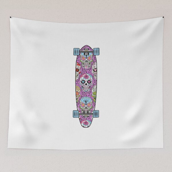 Item preview, Longboard Mexican Skulls Purple designed and sold by Fangpunk.