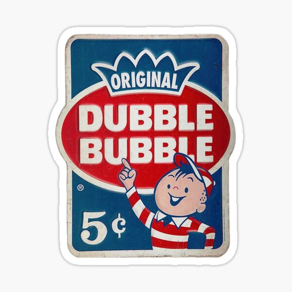 ORIGINAL DOUBLE BUBBLE CHEWING GUM 5 CENTS - all over print AOP Sticker