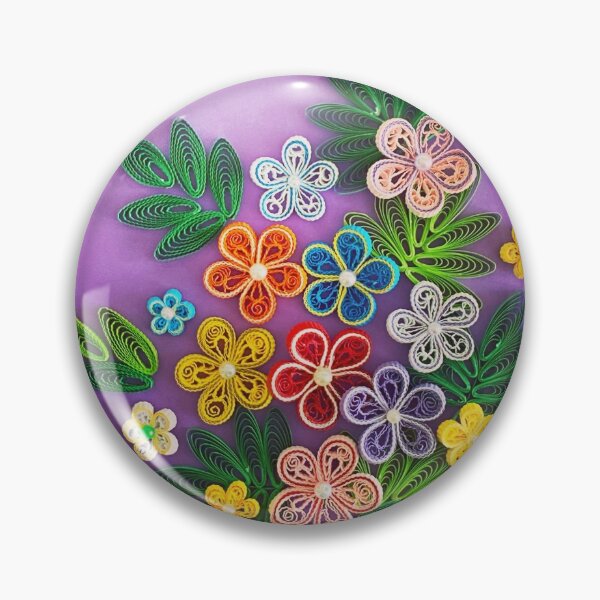 Item preview, Vivid multicolour quilled flowers on lavender purple background (THIS IS A PRINT) designed and sold by folkyouall.