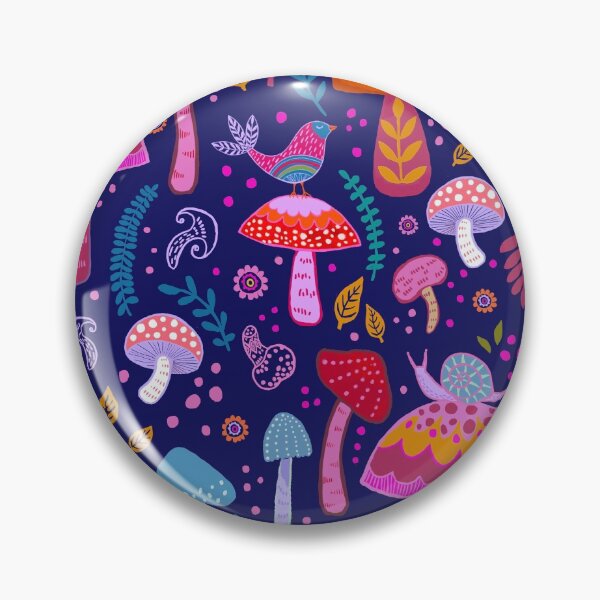 Item preview, Magical Mushrooms on navy designed and sold by Janet Broxon.