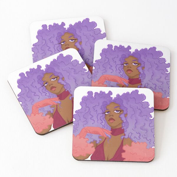 Item preview, Black girl with purple afro & purple eyes designed and sold by gi-gianna.