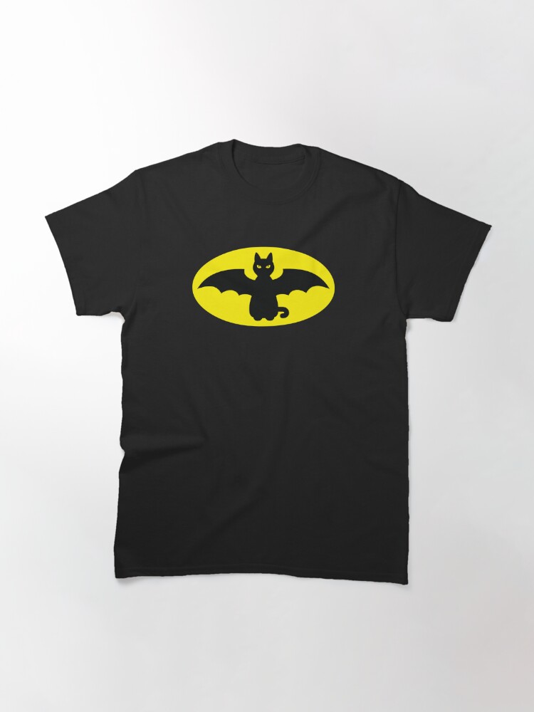 Classic T-Shirt, BLACK BAT CAT WITH BAT WINGS FOR HALLOWEEN designed and sold by Catinorbit